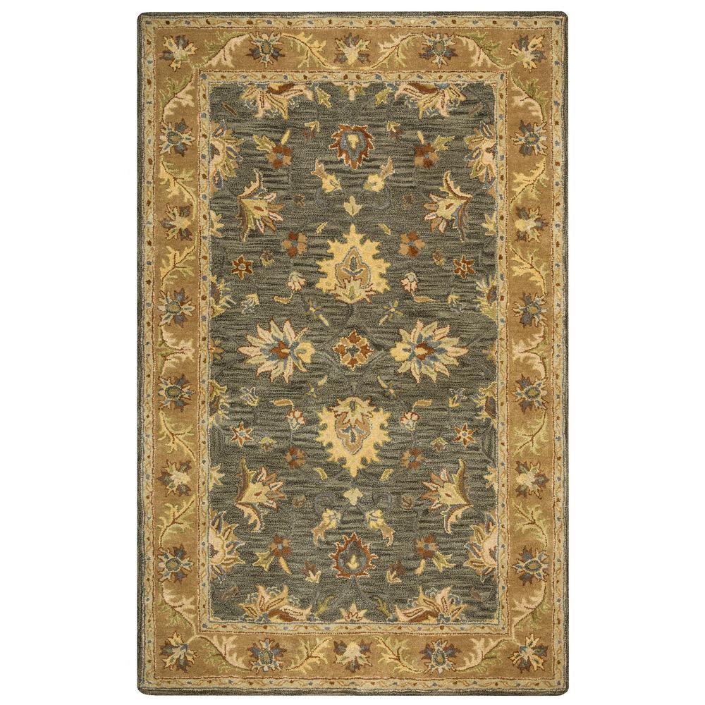 Rizzy Home Valintino Dark Grey Border Hand Tufted Wool 8 Ft X 10 Area Rug