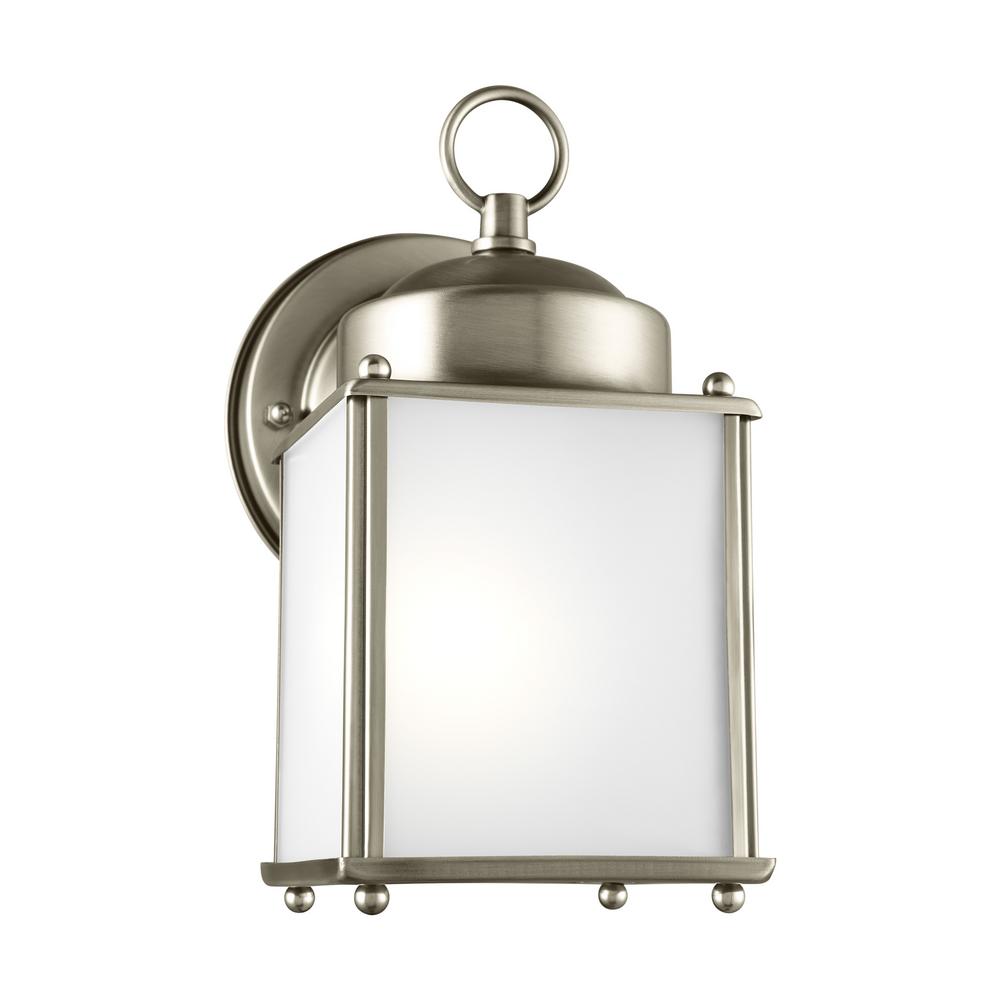 Copper Transitional 1 Ul Listed Outdoor Lighting New Castle 1 Light Antique Brushed Nickel Outdoor 8 25 In Wall Mount Lantern
