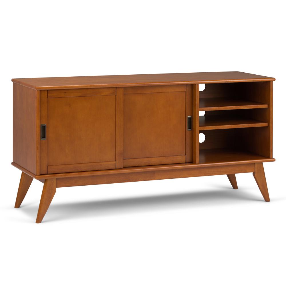 Simpli Home Draper Mid Century Teak Brown 60 in. Medium TV Stand