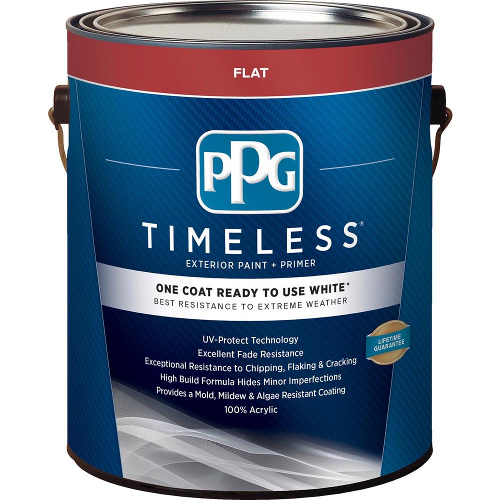 Ppg Timeless 1 Gal White Flat Exterior Ready To Use One Coat Paint White Flat Exterior Ready To Use One Coat Paint With Primer