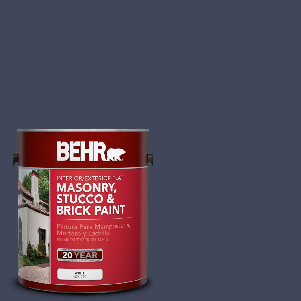 BEHR 1 gal. S5307 Dark Navy Flat Interior/Exterior Masonry, Stucco