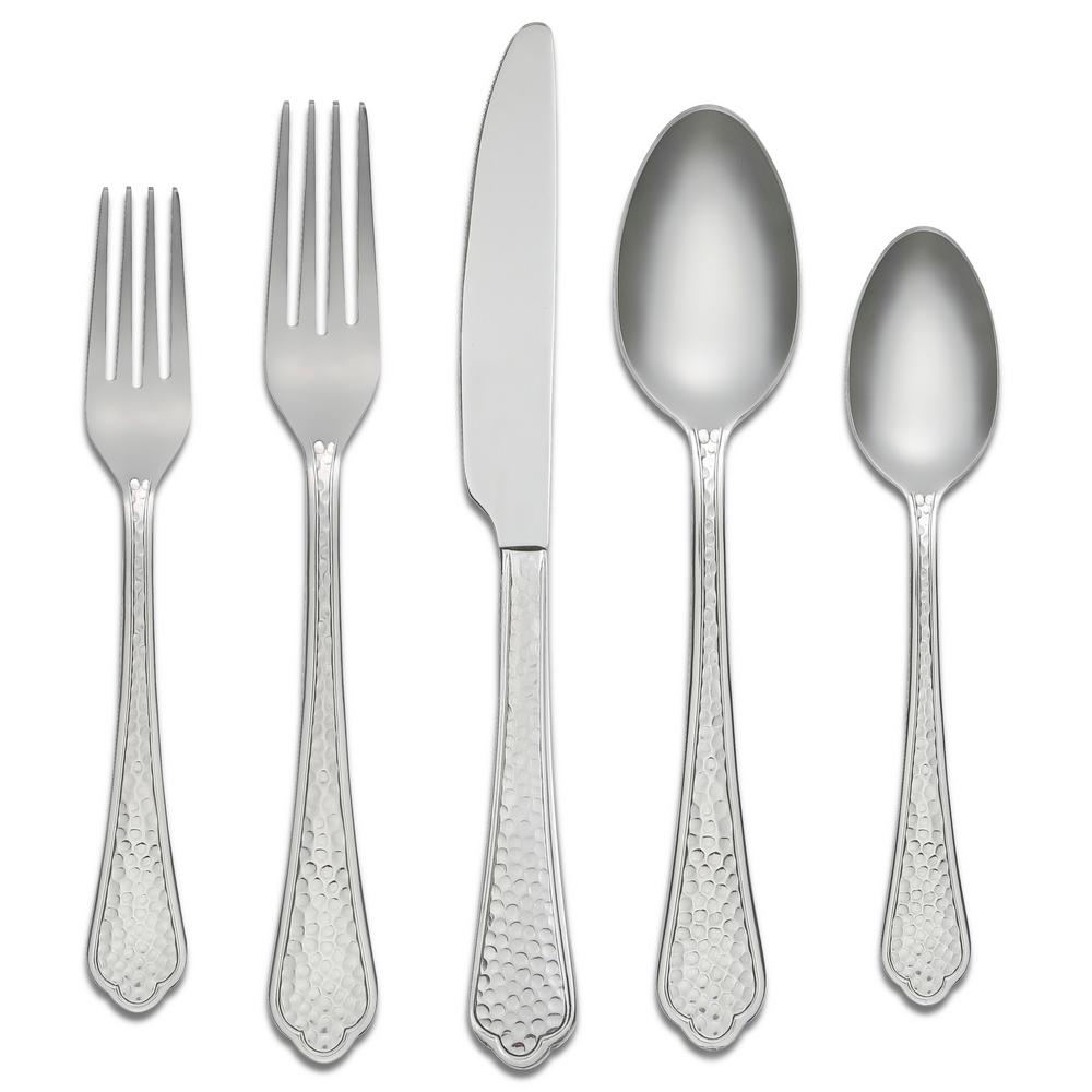 Farberware Pepper Mirror Hammered 45Piece Flatware Set331645DS The