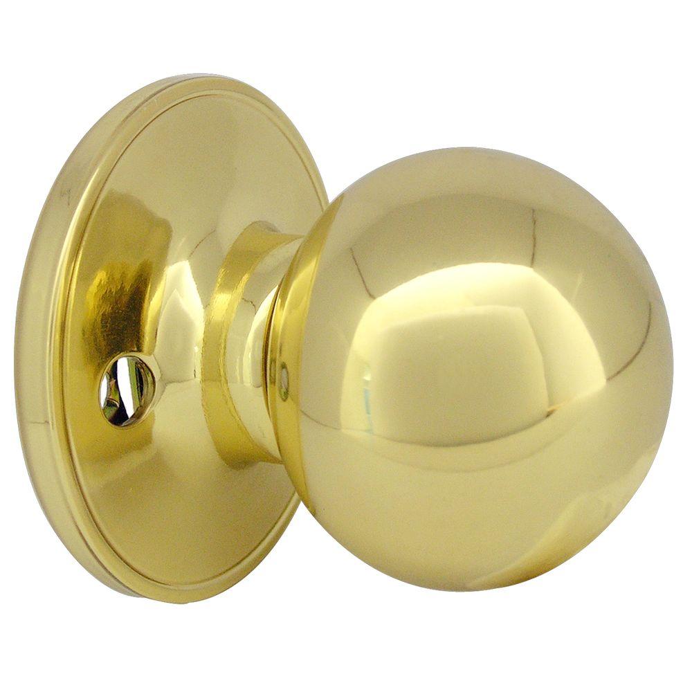 Faultless Ball Polished Brass Dummy Door KnobT3740BF The Home Depot