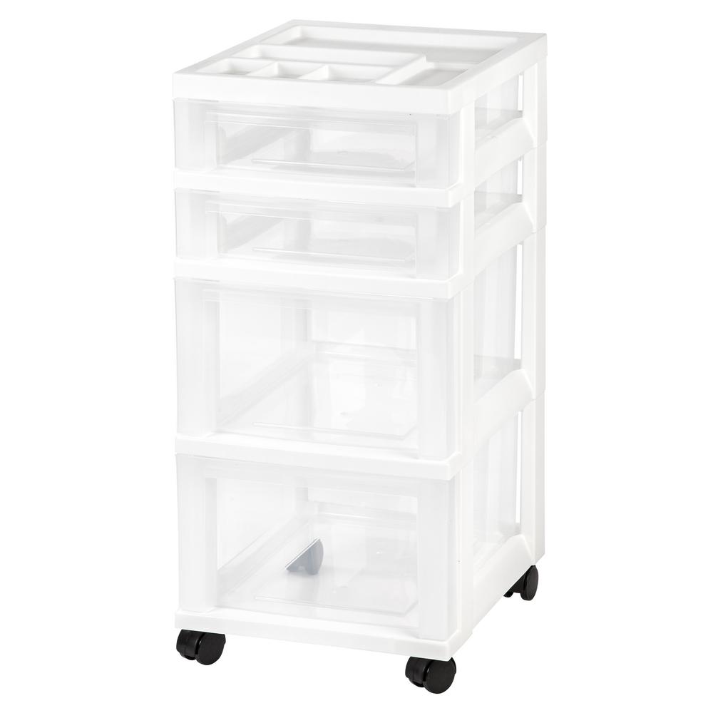 Iris 12 05 In X 26 44 White 4 Drawer Storage Cart With White 4 Drawer Storage Cart With Organizer