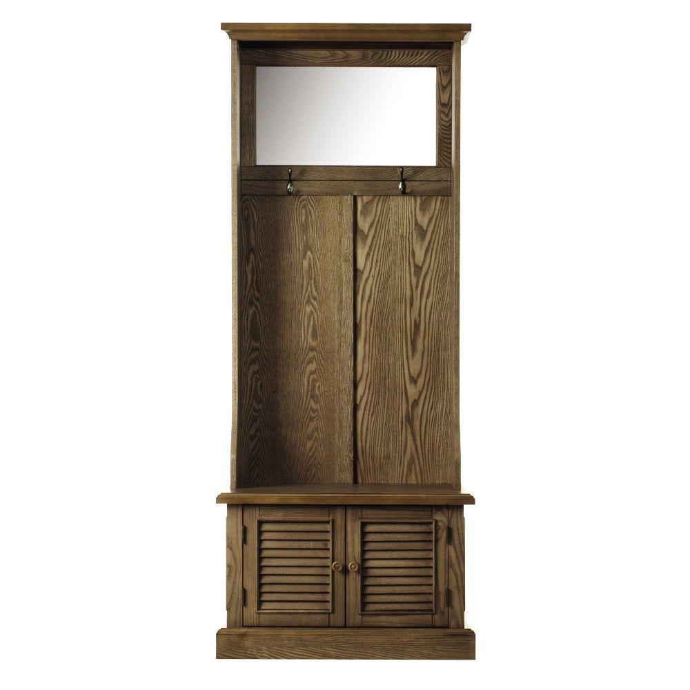 Home Decorators Collection Shutter Weathered Oak 29 5 W Hall Tree