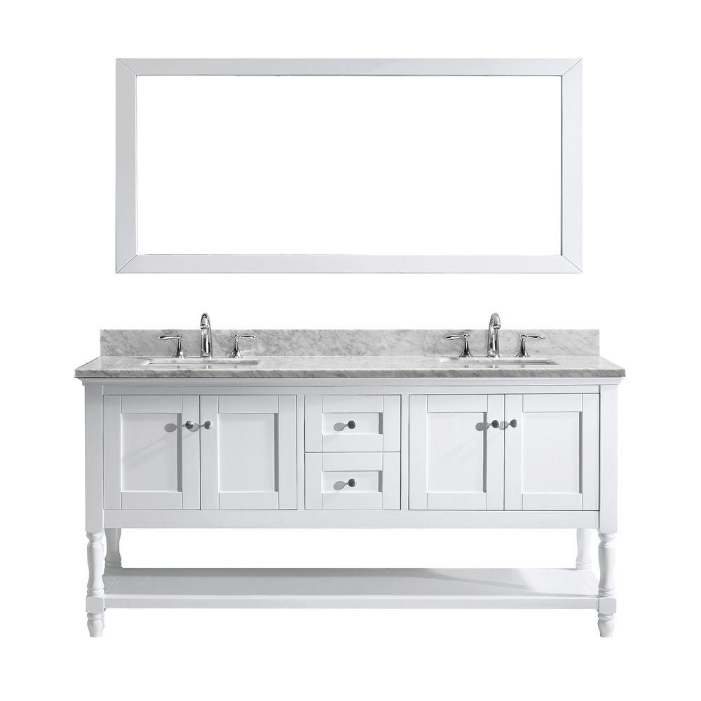 Reviews For Virtu Usa Julianna 72 In W Bath Vanity In White With Marble Vanity Top In White With Square Basin And Mirror Md 3172 Wmsq Wh The Home Depot