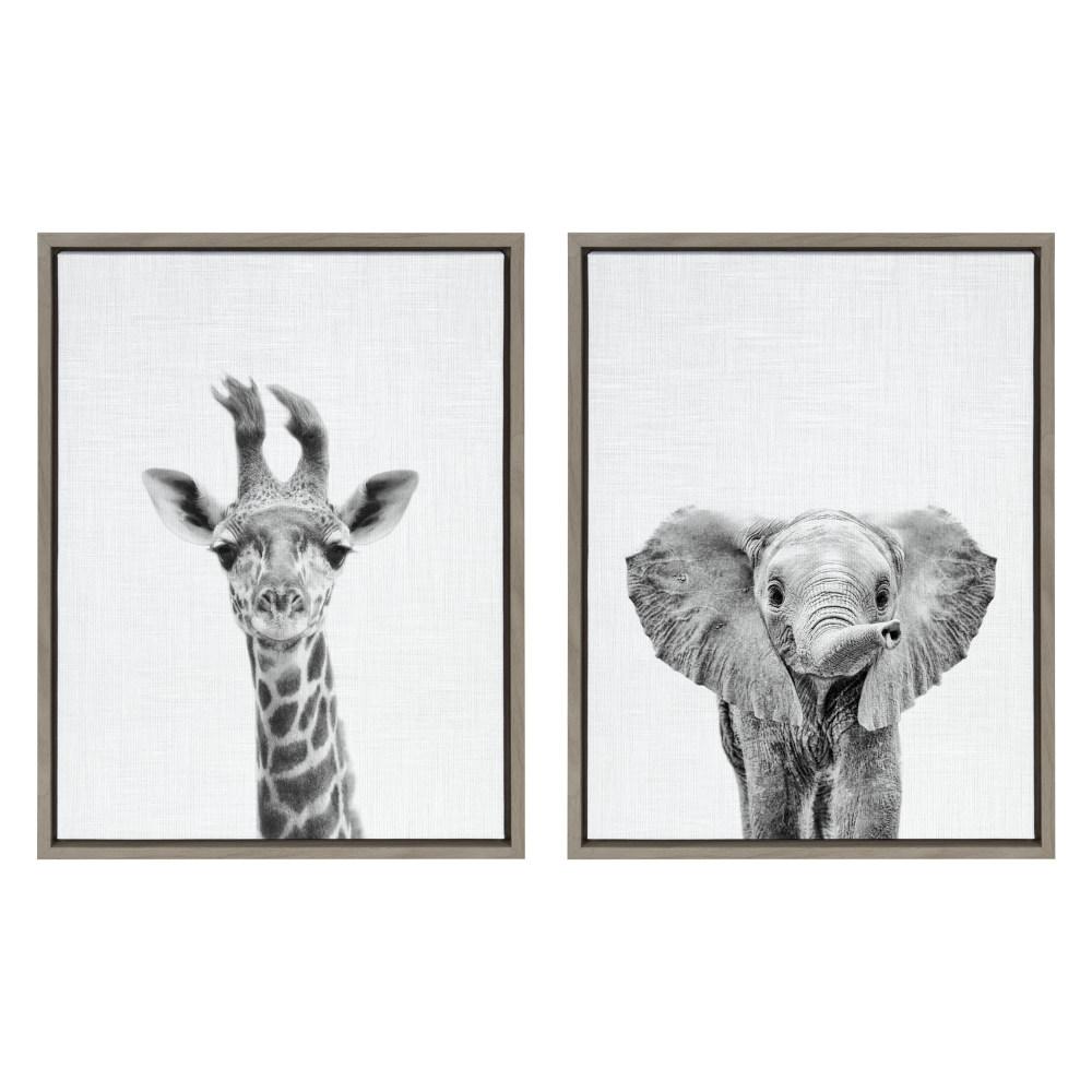 giraffe and elephant wall art