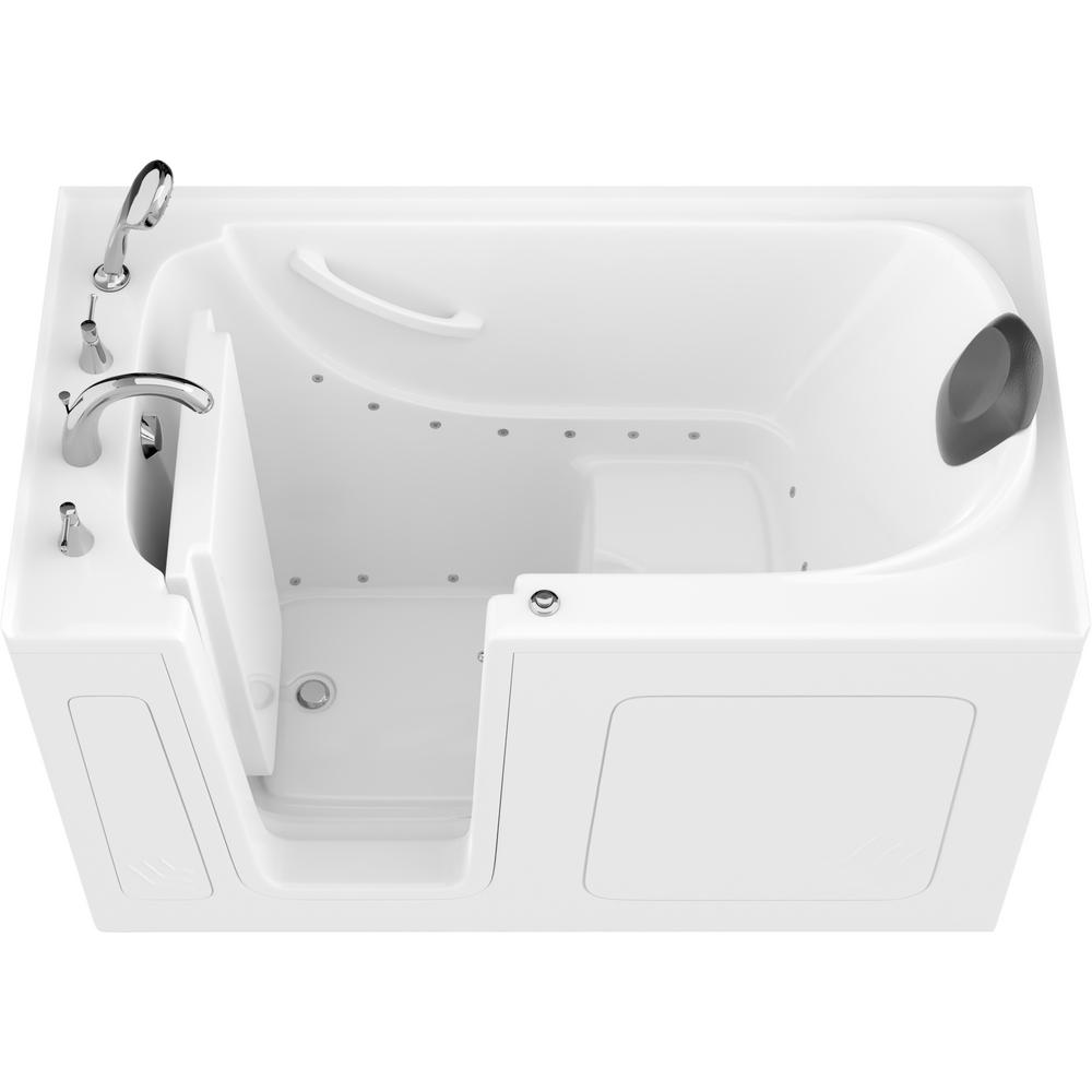 Universal Tubs Safe Premier 59.6 in. x 60 in. x 32 in. Left Drain Walk-in Air Bathtub in White For Sale