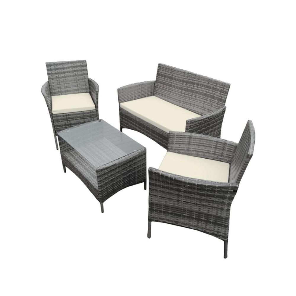 Aleko 4 Piece Rattan Furniture Set In Gray Rtfs7505gr Hd The Home 4 Piece Rattan Furniture Set In Gray
