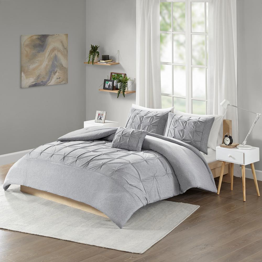 Intelligent Design Dana 4 Piece Grey Full Queen Solid Comforter Set