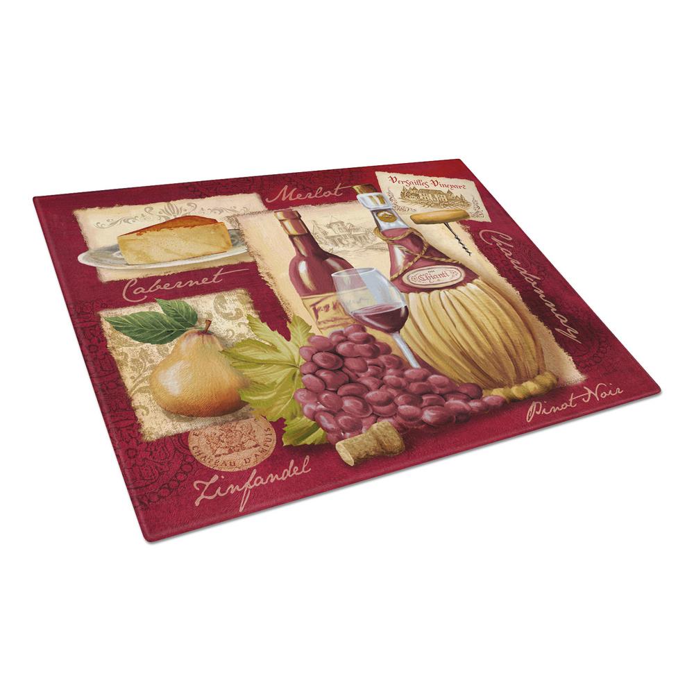 Carolines Treasures Wine and Cheese Tempered Glass Large Cutting Board, Multi-Color