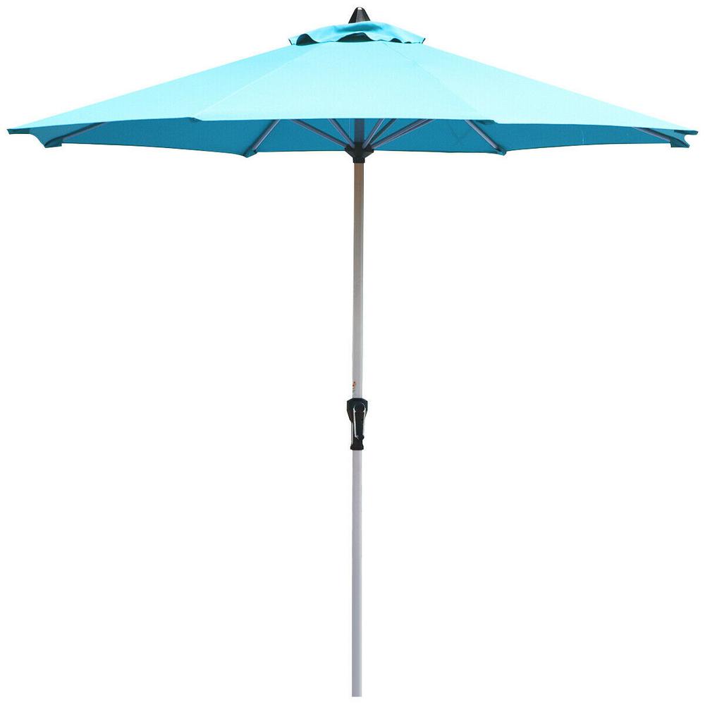 Costway 9 Ft Aluminum Market Push Up Patio Umbrella In Turquoise Op70379ny The Home Depot