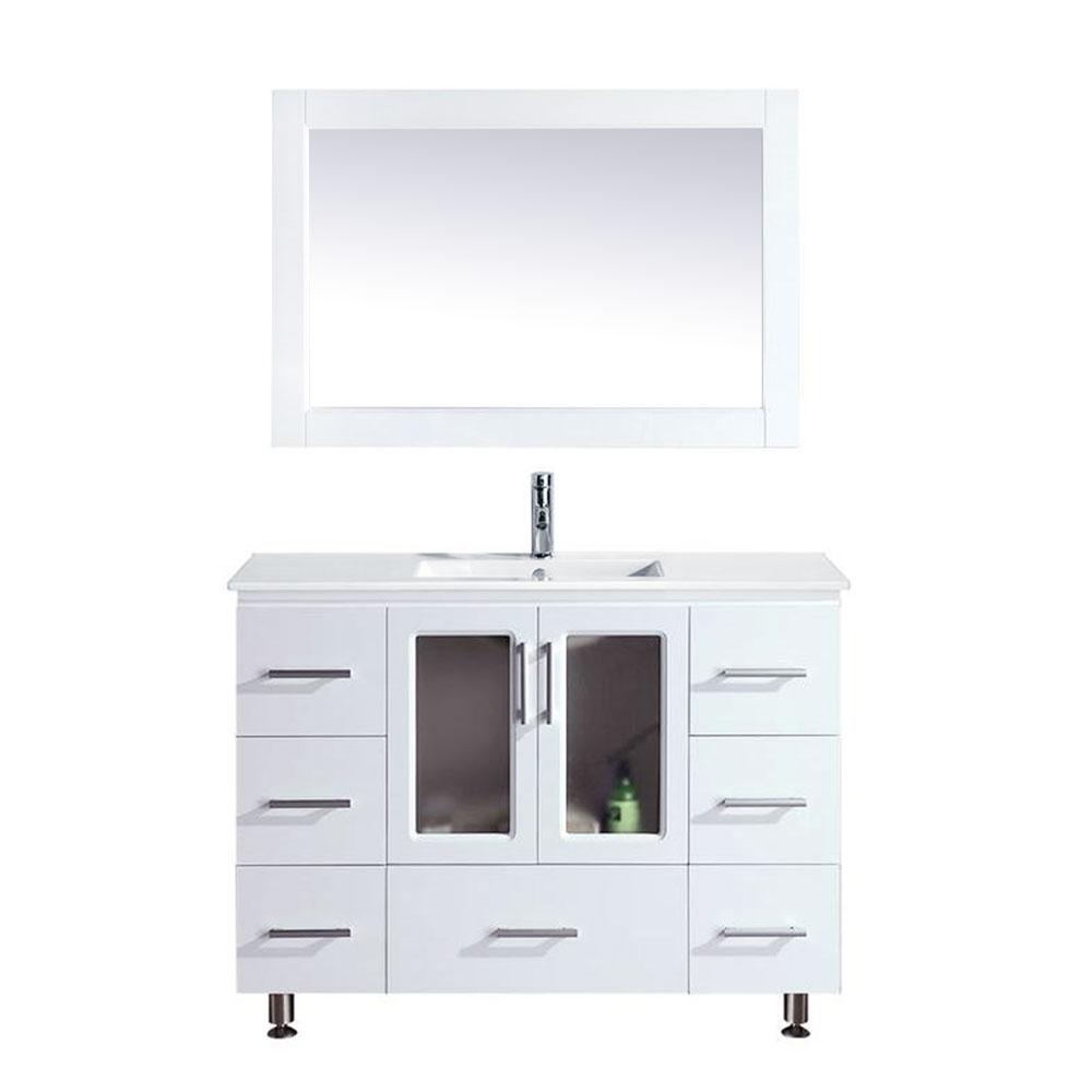Design Element Stanton 48 In W X 18 In D Single Vanity In White With Porcelain Vanity Top And Mirror In White B48 Ds W The Home Depot
