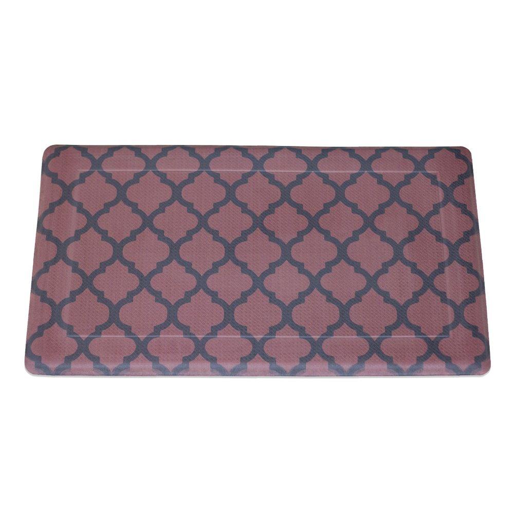 Chef Gear Quatrefoil Red Black 18 In X 30 In Foam Comfort