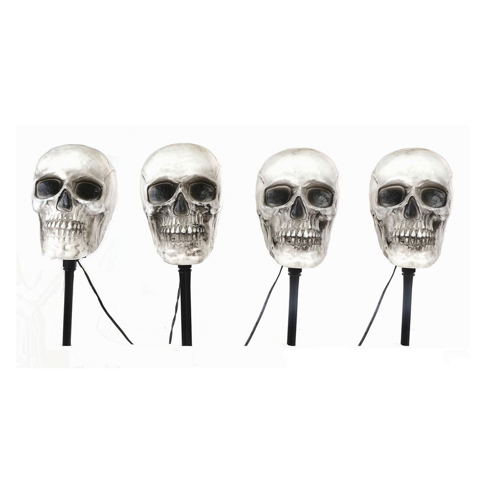 14.5 in. LED Scary Skull Pathway Markers with Timer (4-Pack)