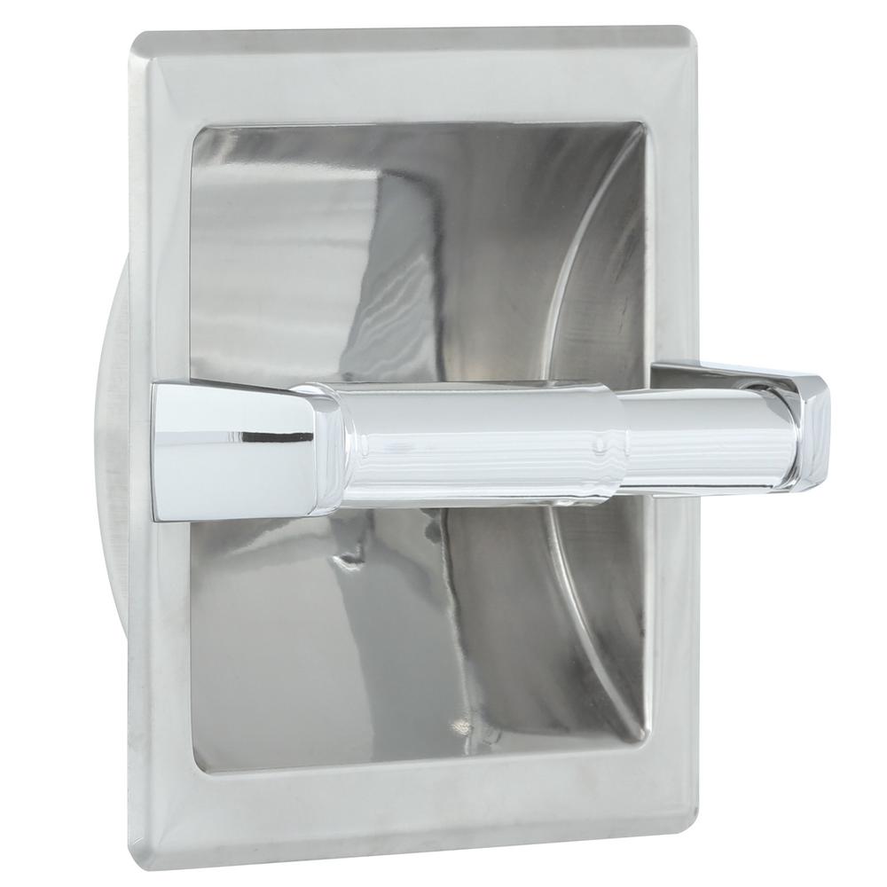 Recessed Toilet Paper Holders Bathroom Hardware The Home Depot Futura Recessed Toilet Paper Holder In Chrome