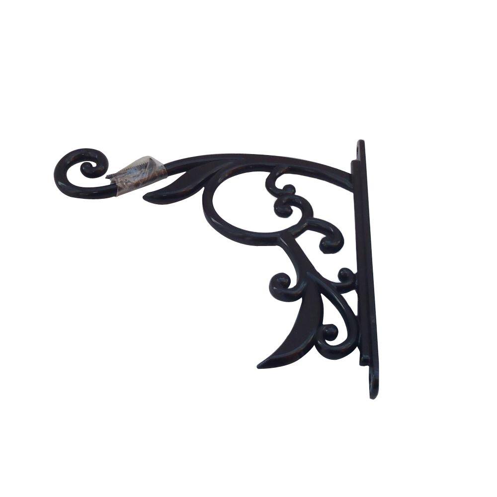 9 in. Black Iron Decorative Plant Bracket-753406 - The Home Depot
