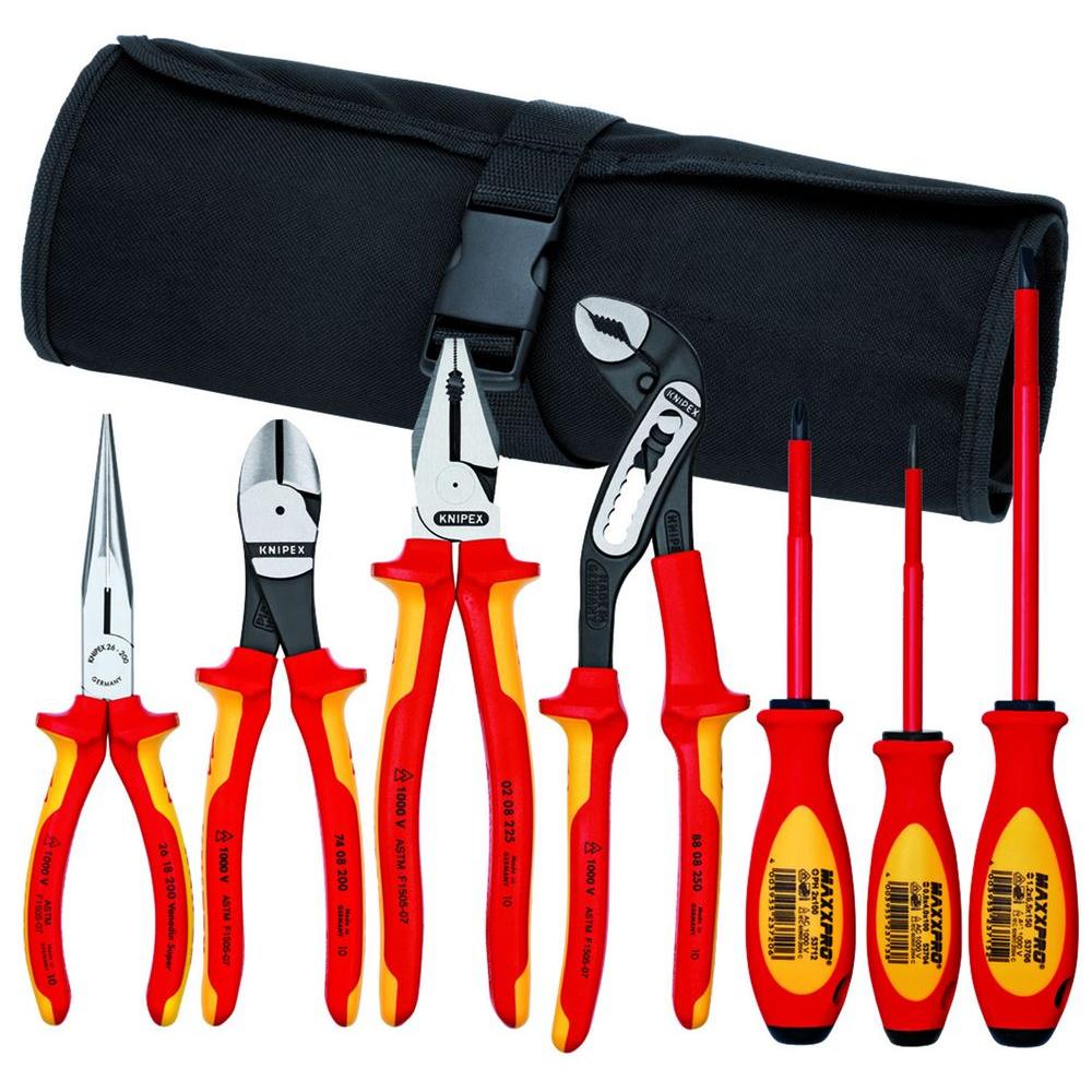 KNIPEX Pliers and Screwdriver Tool Set with Nylon Pouch (7-Piece)-9K 98 ...