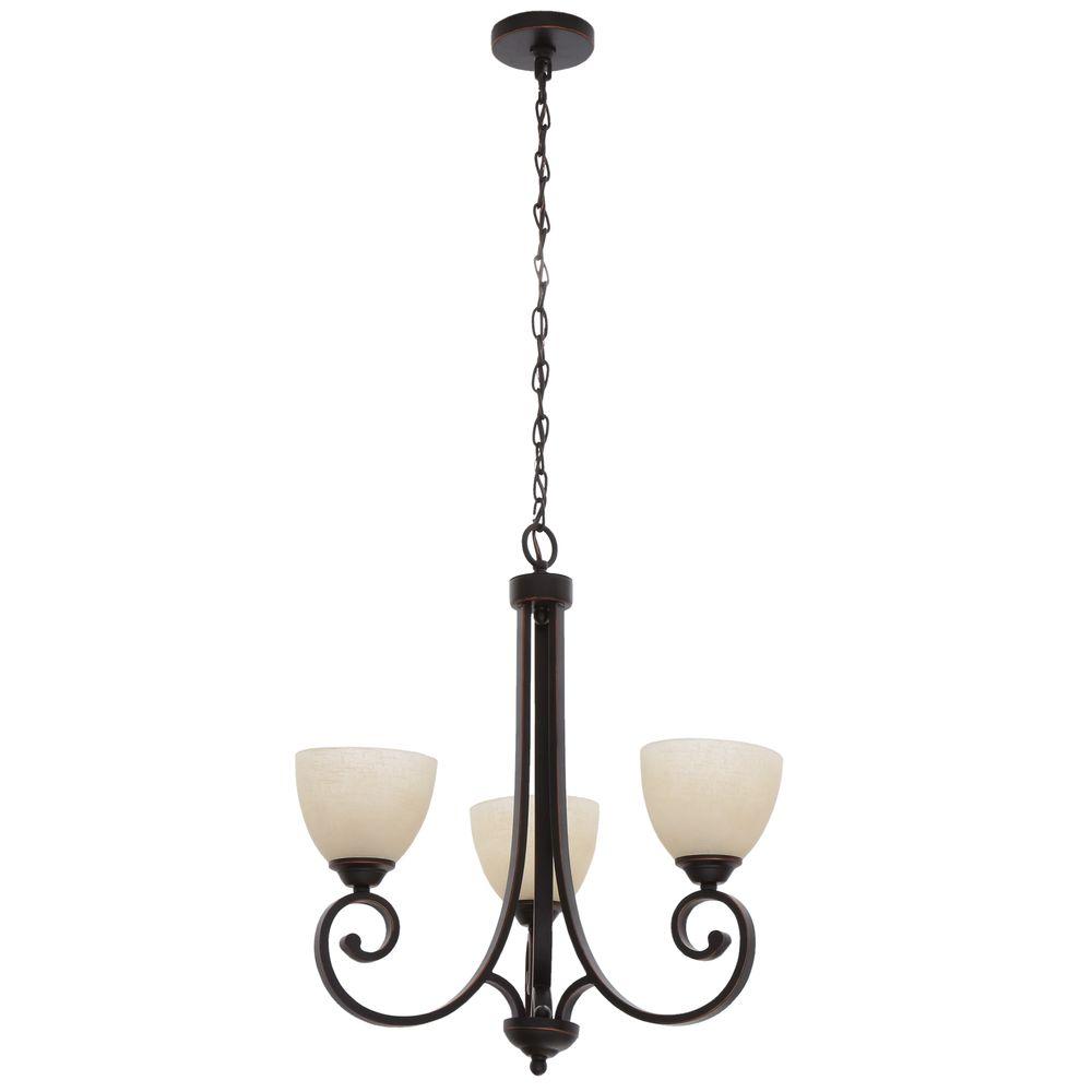 Hampton Bay Chandeliers Lighting The Home Depot Renae 3 Light Oil Rubbed Bronze Chandelier