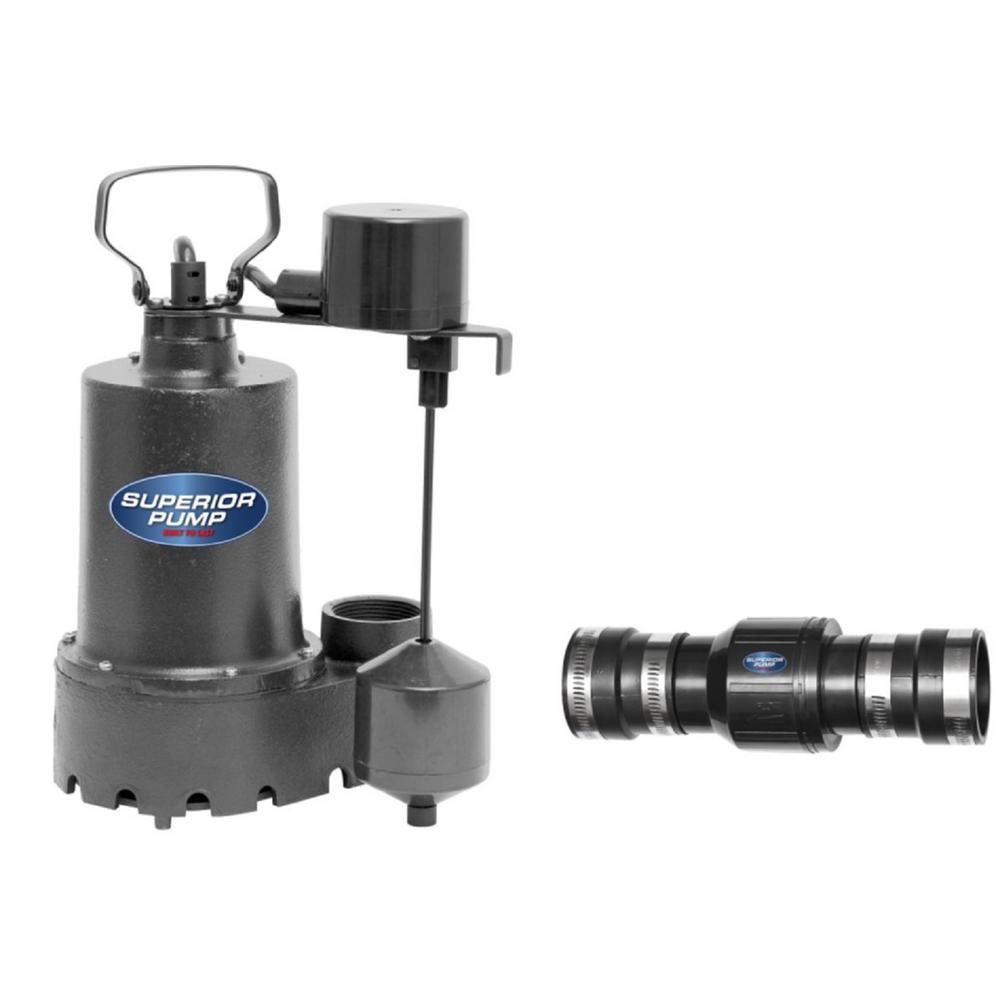 Superior Pump 1/3 HP Submersible Cast Iron Sump Pump with 