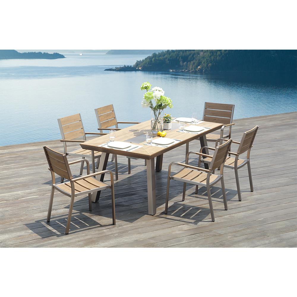 Ove Decors Pompano Rectangular Aluminum Outdoor Dining Table Pompano7pc The Home Depot