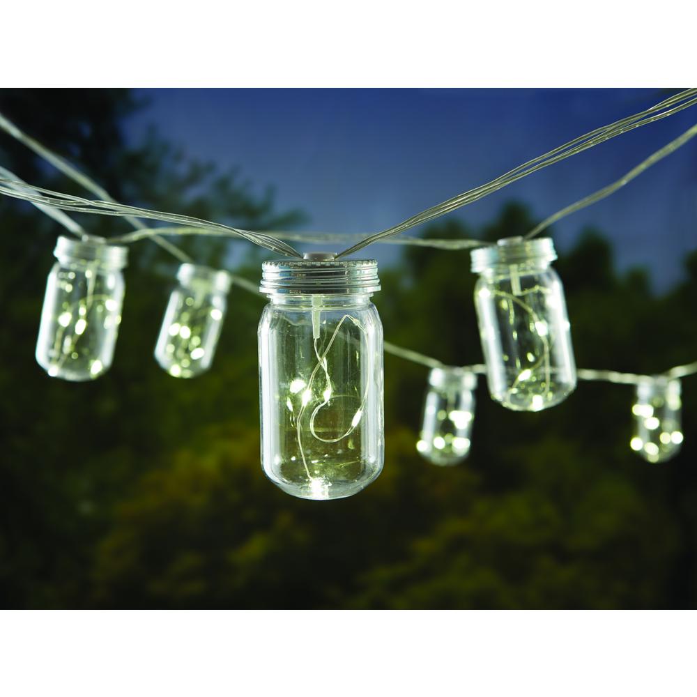 Plug In Hampton Bay String Lights Outdoor Lighting The Home 10 Light Plastic Mason Jar Patio String Lights
