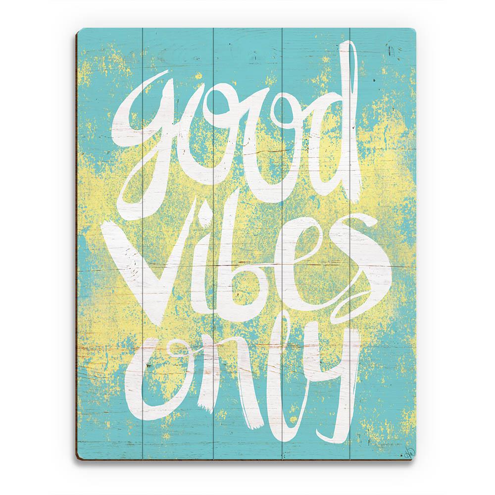 Creative Gallery 11 In X 14 In Good Vibes Only Blue Planked Wood Wall Art Print Bhs00484p1114x The Home Depot