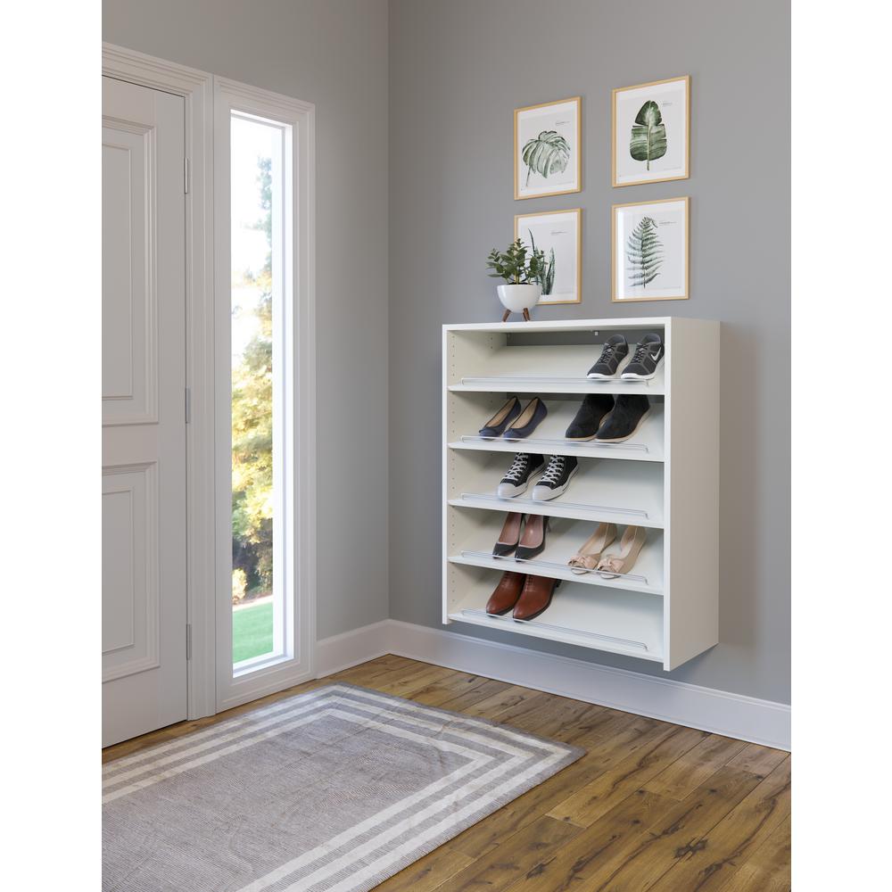 Closet Evolution 40 In H X 32 5 In W 15 Pair White Wood Wall Mount Shoe Rack Wh20 The Home Depot