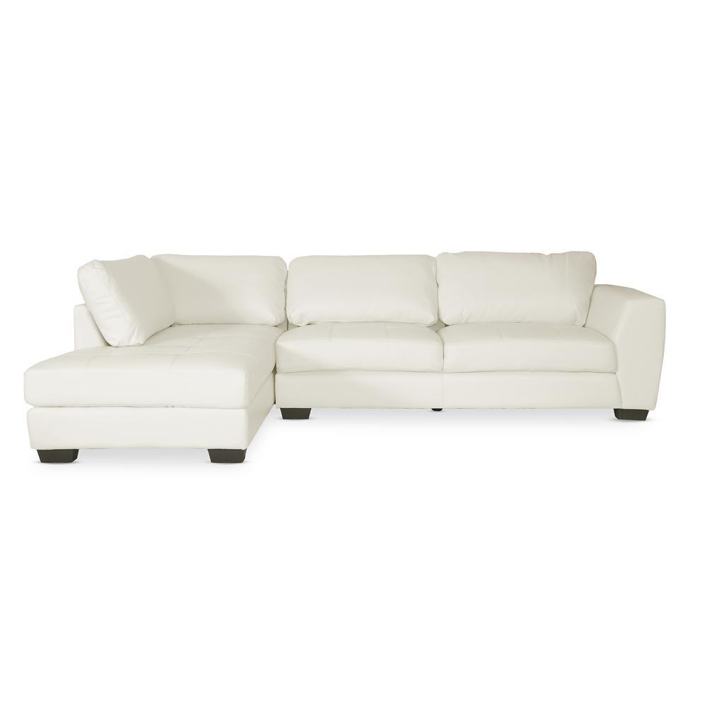 Baxton Studio Orland 2-Piece White Faux Leather 4-Seater L-Shaped Right ...