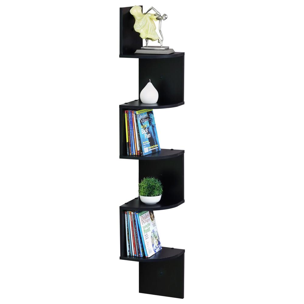 OSP Home Furnishings Corner 5Shelf Ladder Bookcase in Espresso ES22