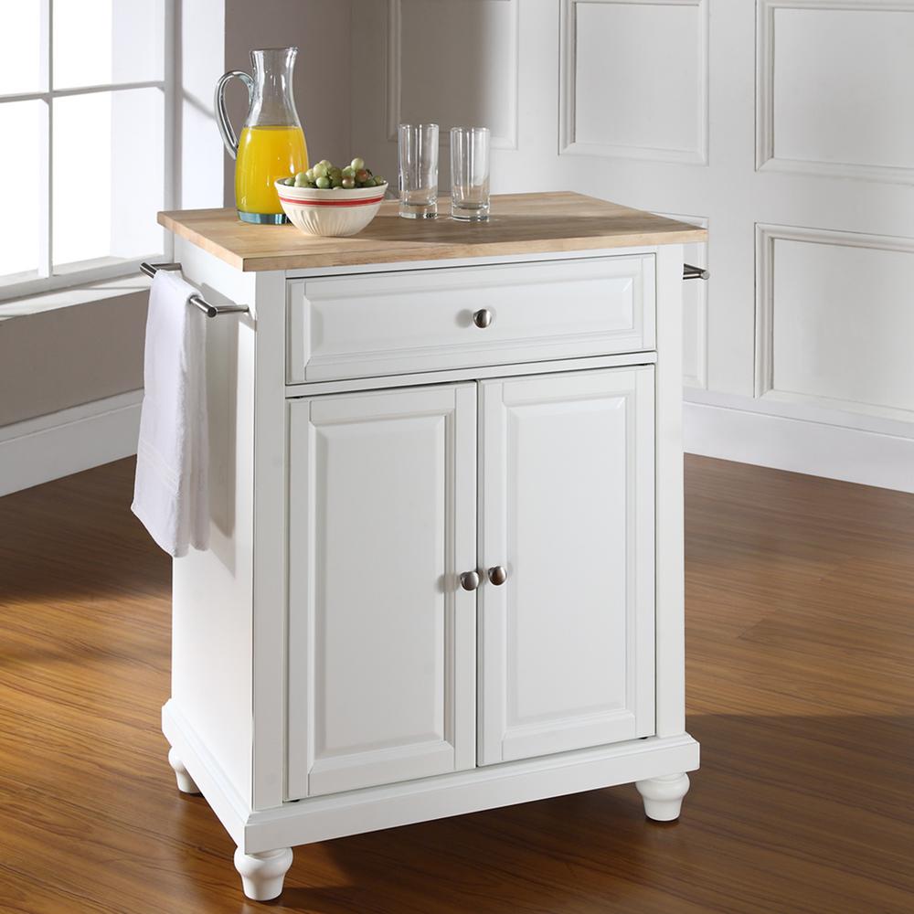 Cambridge White Portable Kitchen Island With Wood Top Cambridge White Portable Kitchen Island With Wood Top