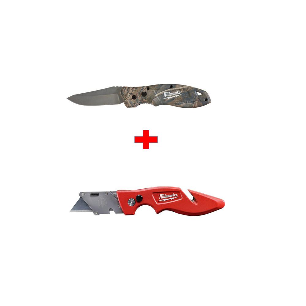 Milwaukee FASTBACK Camo Flip Knife with Free FASTBACK Flip Utility