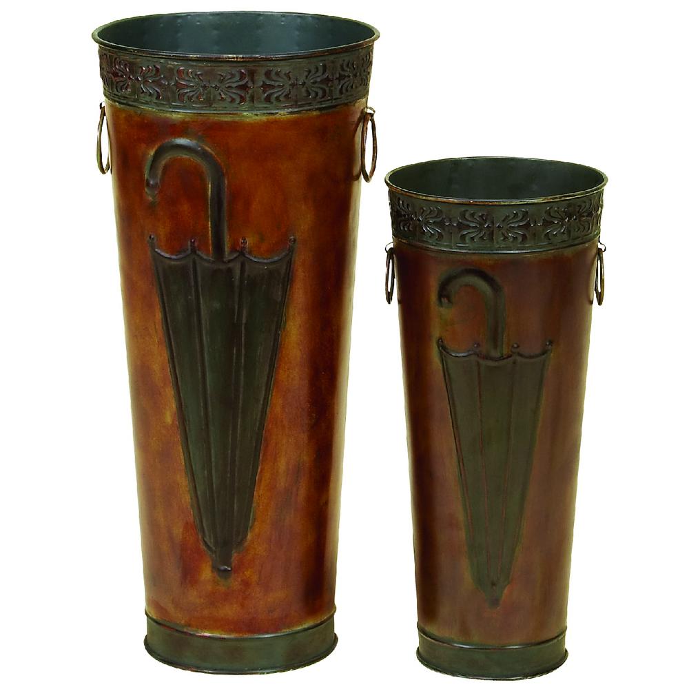 Benzara Brown Metal Umbrella Stand Bm07627 The Home Depot Benzara Brown Metal Umbrella Stand