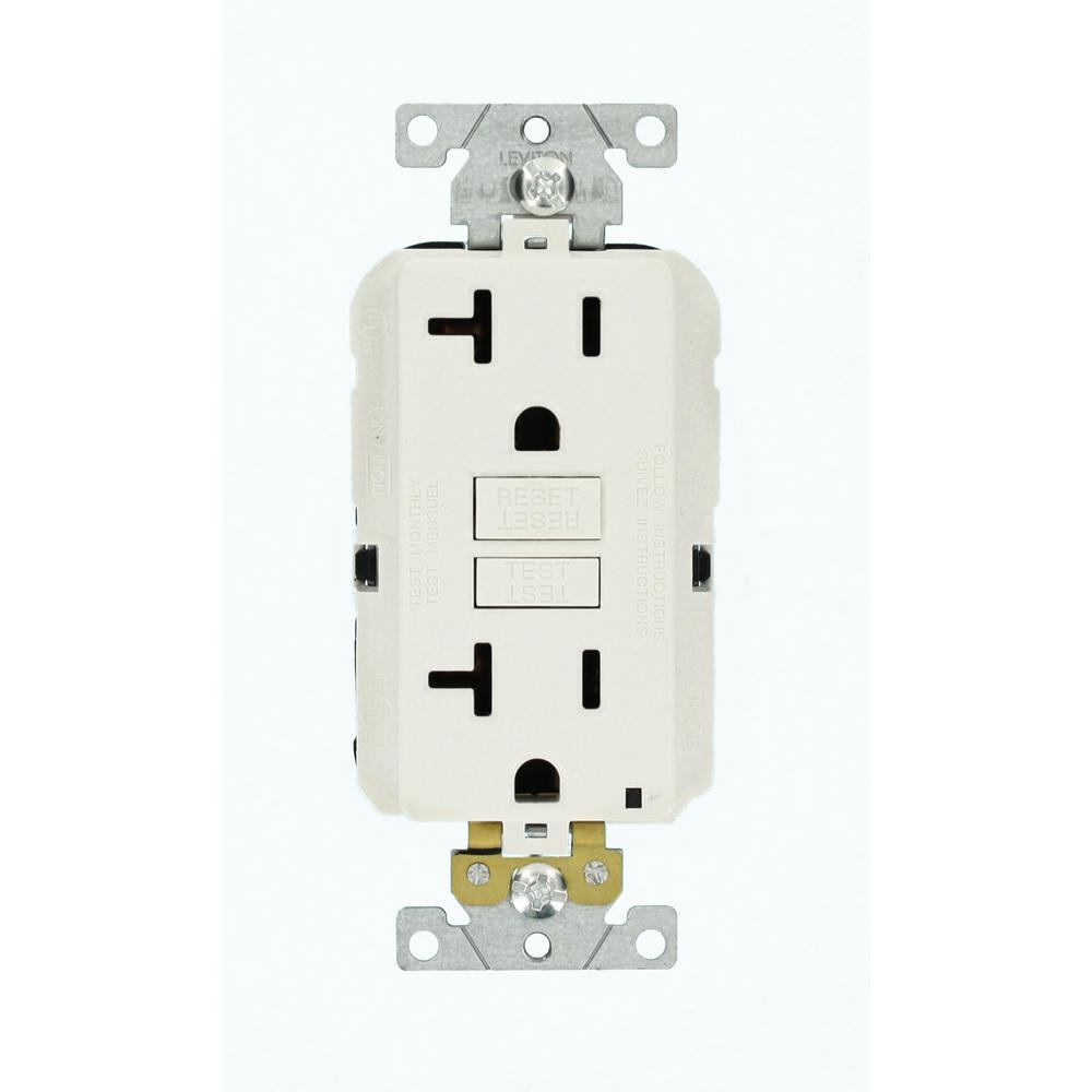 Leviton 20 Amp Lev-Lok Modular Wiring Device SmartlockPro Industrial Grade GFCI Outlet, White ...