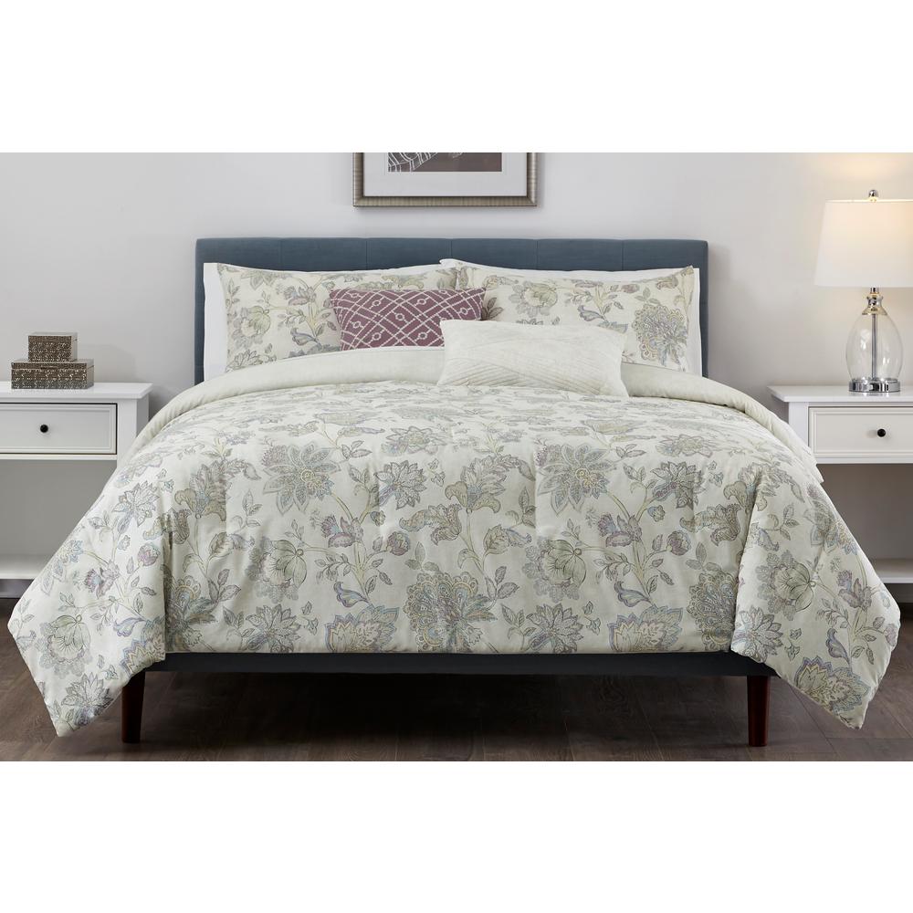 Stylewell Brianna 5 Piece Lavender Floral King Comforter Set