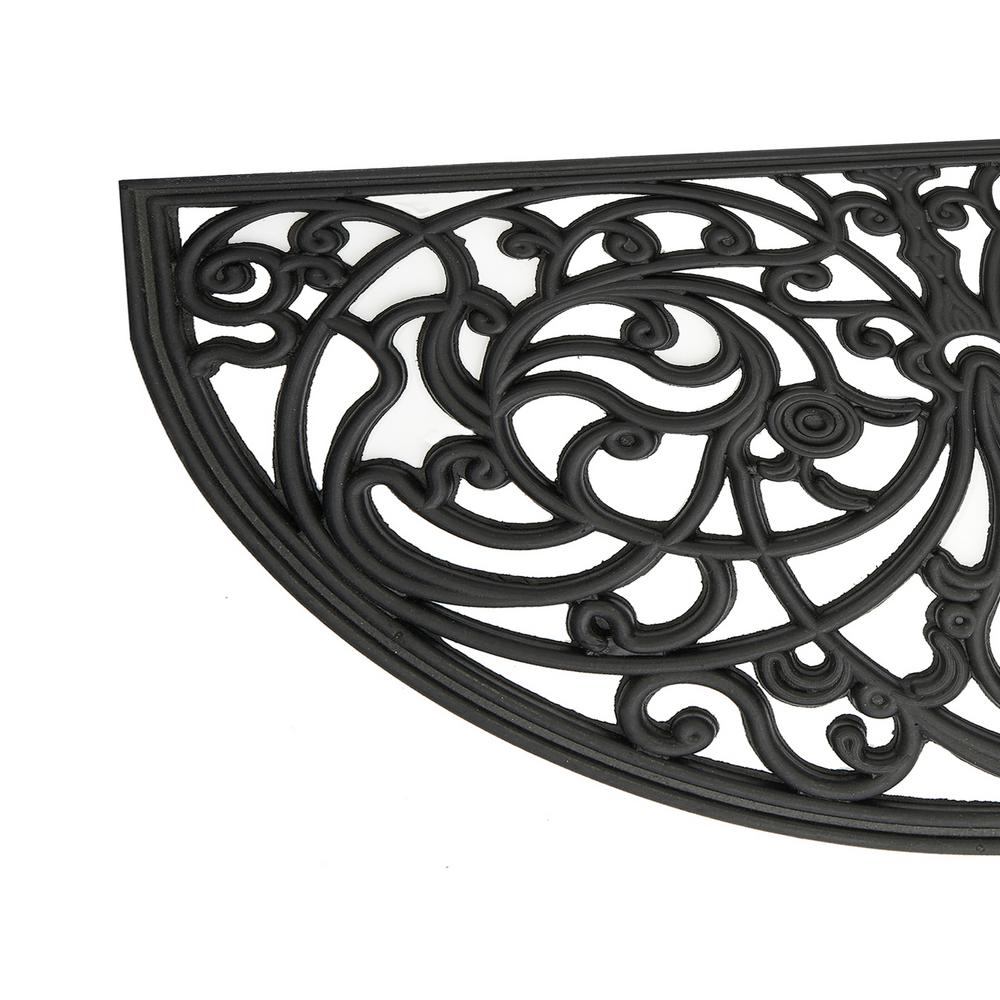 Achim Home Furnishings Black//Brown Fleur De Lis Wrought Iron Rubber Door Mat 18 by 30 inch