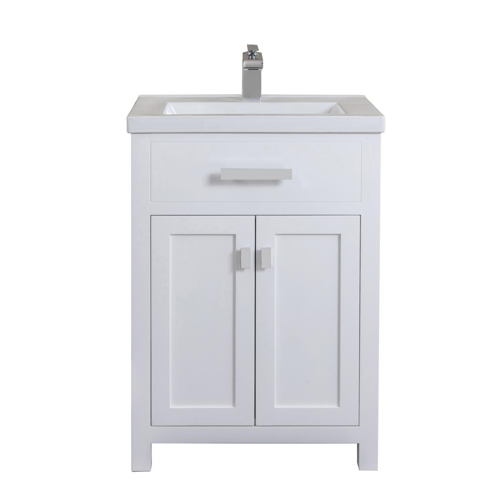 Water Creation Myra Collection 24 in. Bathroom Vanity in Pure White with Ceramics Vanity Top in White - Vanity Only