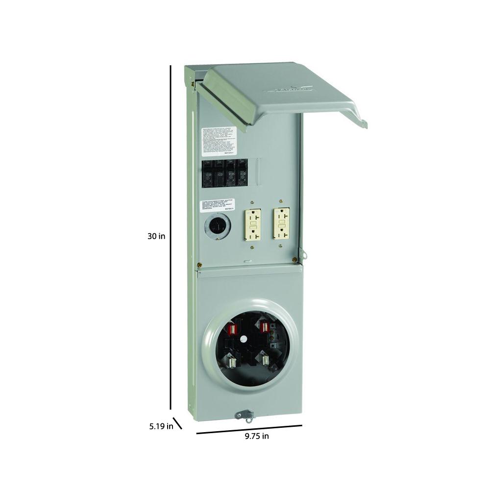 GE Temporary Power Box 100 Amp Ringless Metered 2 Installed Circuit Breakers
