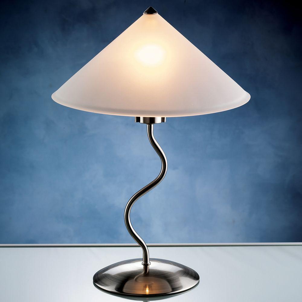 Lumisource 19 In Brushed Metal Silver Indoor Touch Table Lamp With Frosted Glass