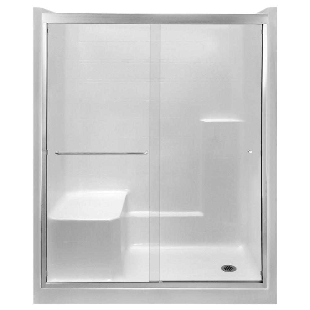 Ella Standard 60 in. x 36 in. x 77 in. Right Drain Alcove 1Piece Shower Stall in White with