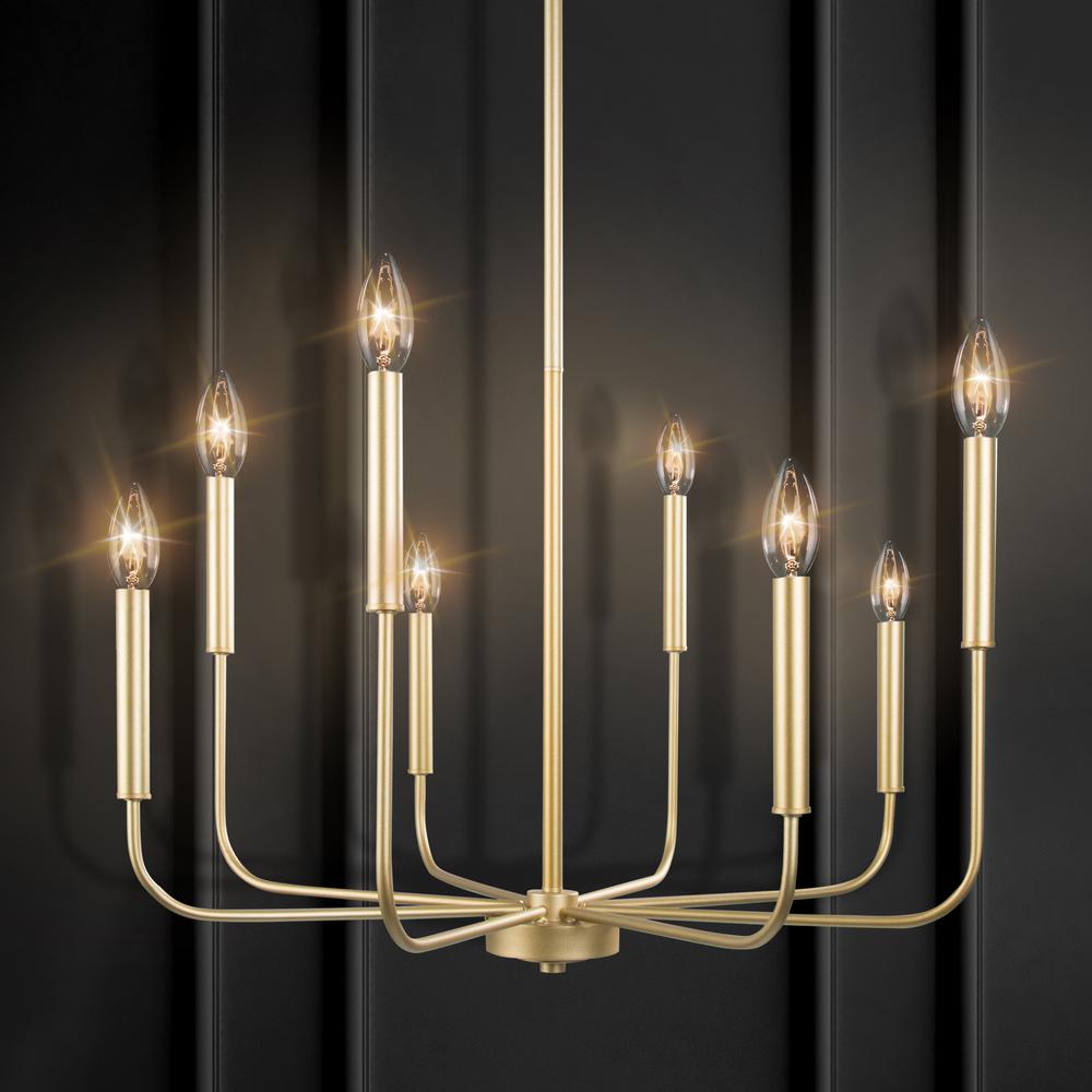 Lnc Lill 8 Light Modern Classic Chandelier Brass Gold Transitional Farmhouse Island Candlestick Pendant Nbbzhd1362236 The Home Depot - Gold Candlestick Pendant Light