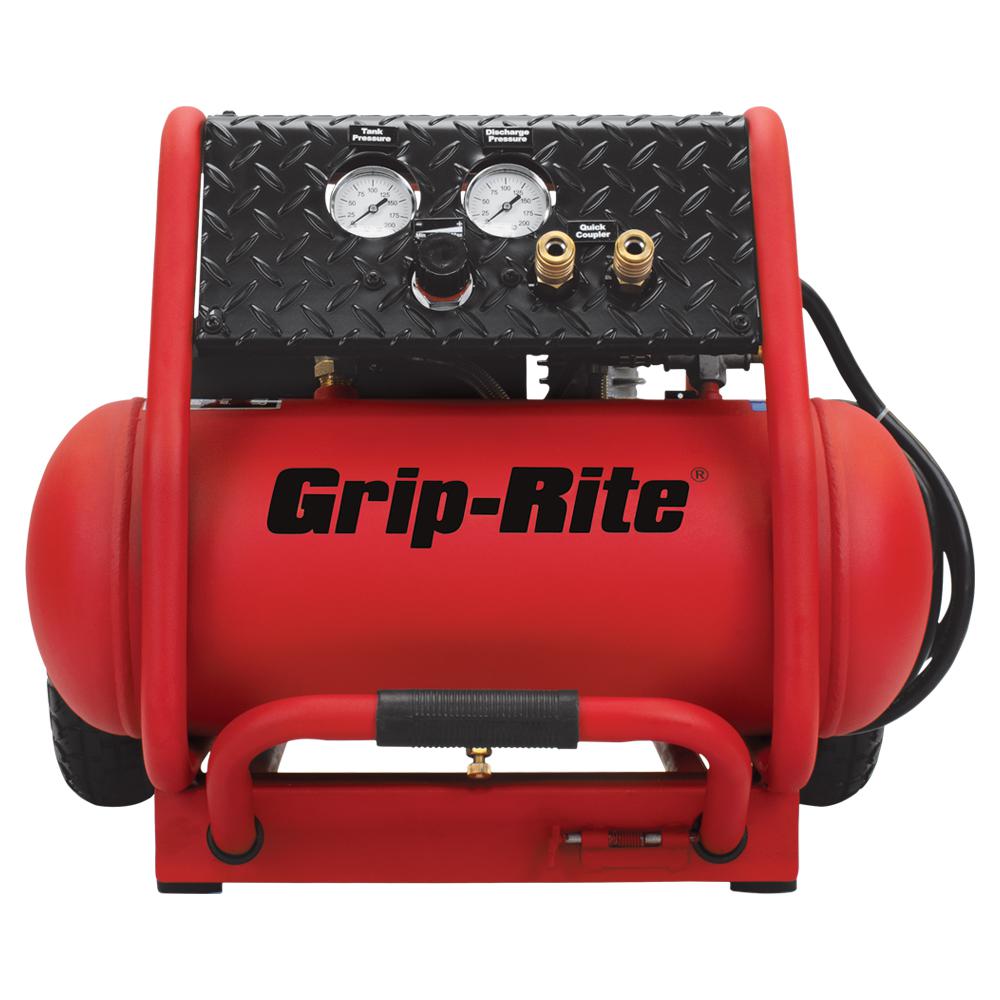 GripRite 4Gal. Low RPM Single Tank Wheeled Portable Compressor