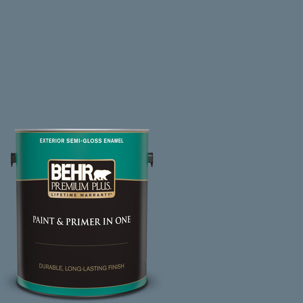 BEHR Premium Plus 1 gal. N4905 Charcoal Blue SemiGloss Enamel Exterior Paint and Primer in