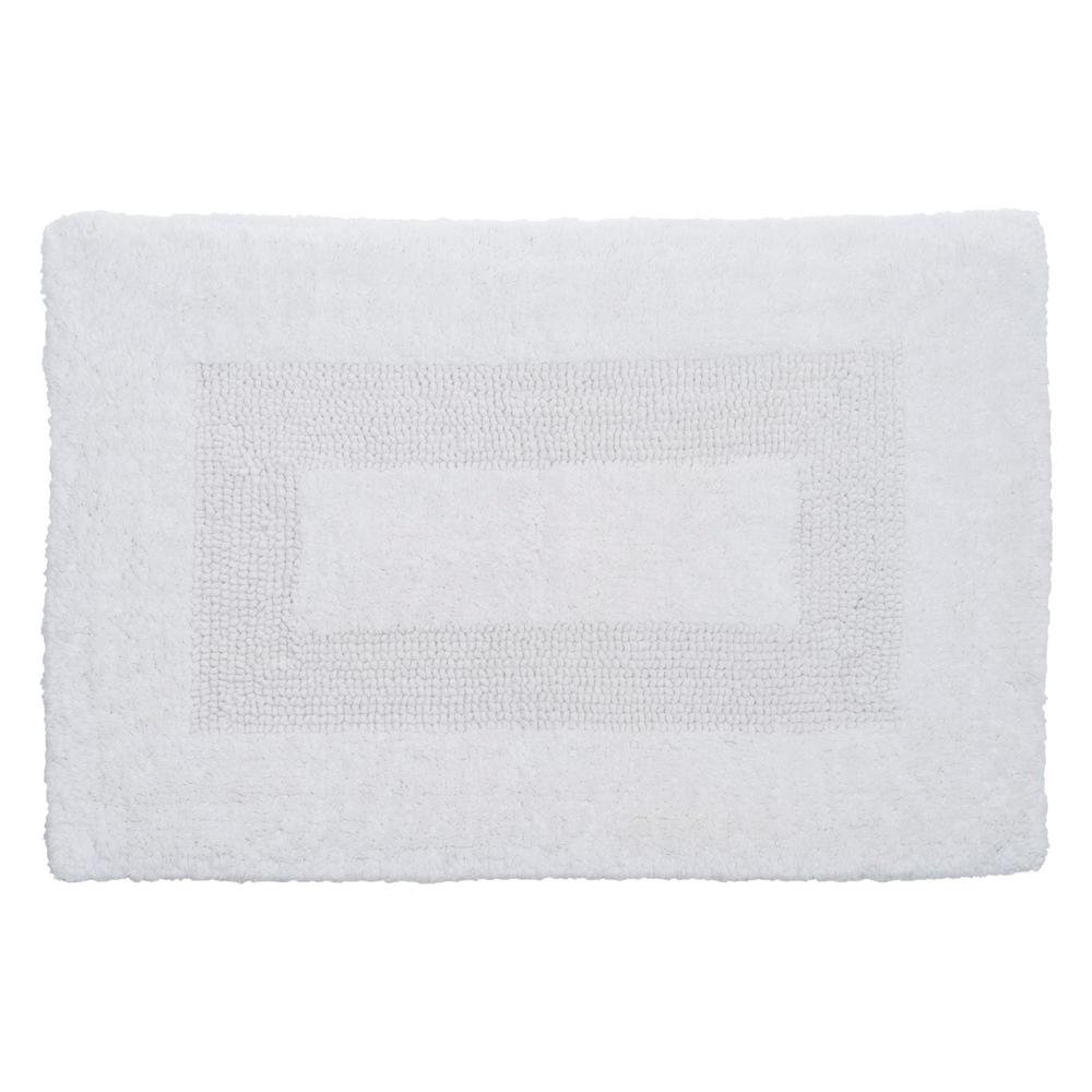 Lavish Home 24 in. x 43 in. Cotton Reversible Bath Mat in White-67 ...