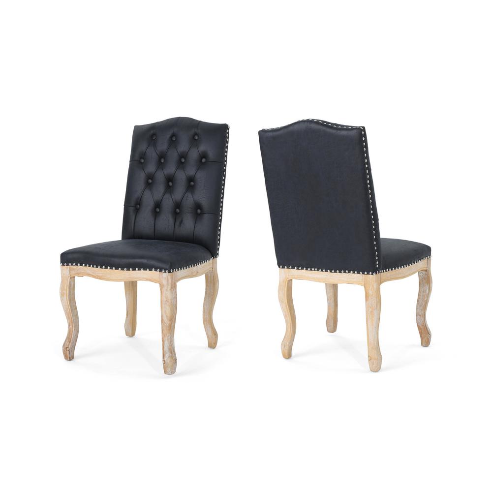 Noble House Delavan Traditional Tufted Navy Blue Microfiber Dining