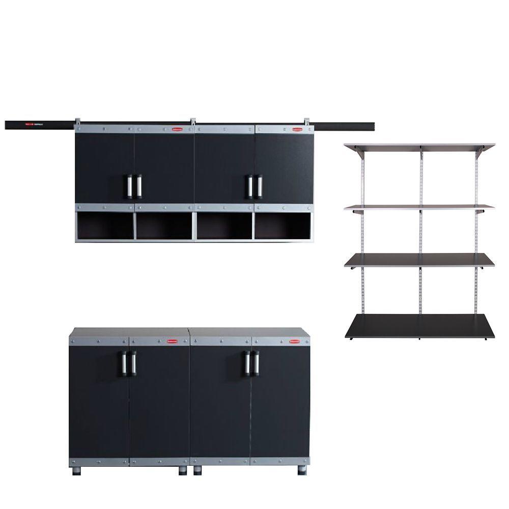 Rubbermaid FastTrack Garage Laminate Set with Shelving in Black