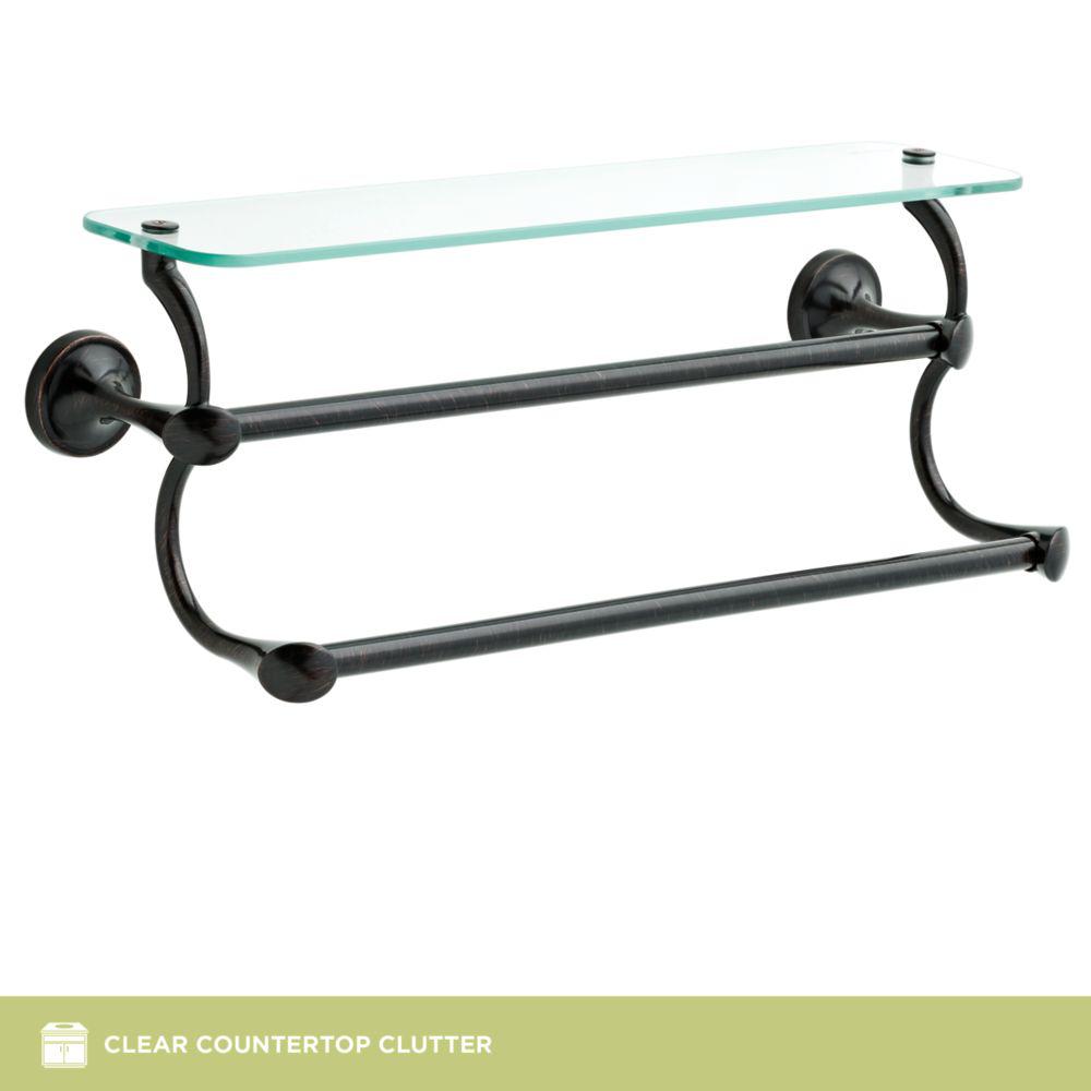 Delta 18 In Glass Shelf With Double Towel Bar In Venetian Bronze