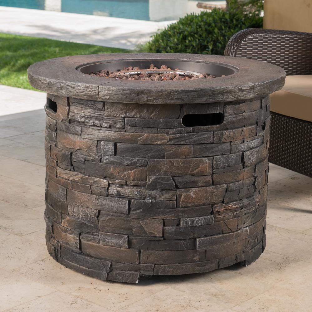 Noble House Blaeberry 34 5 In X 24 Natural Stone Circular Gas Noble House Blaeberry 34 5 In X 24 Natural Stone Circular Gas Outdoor Firepit