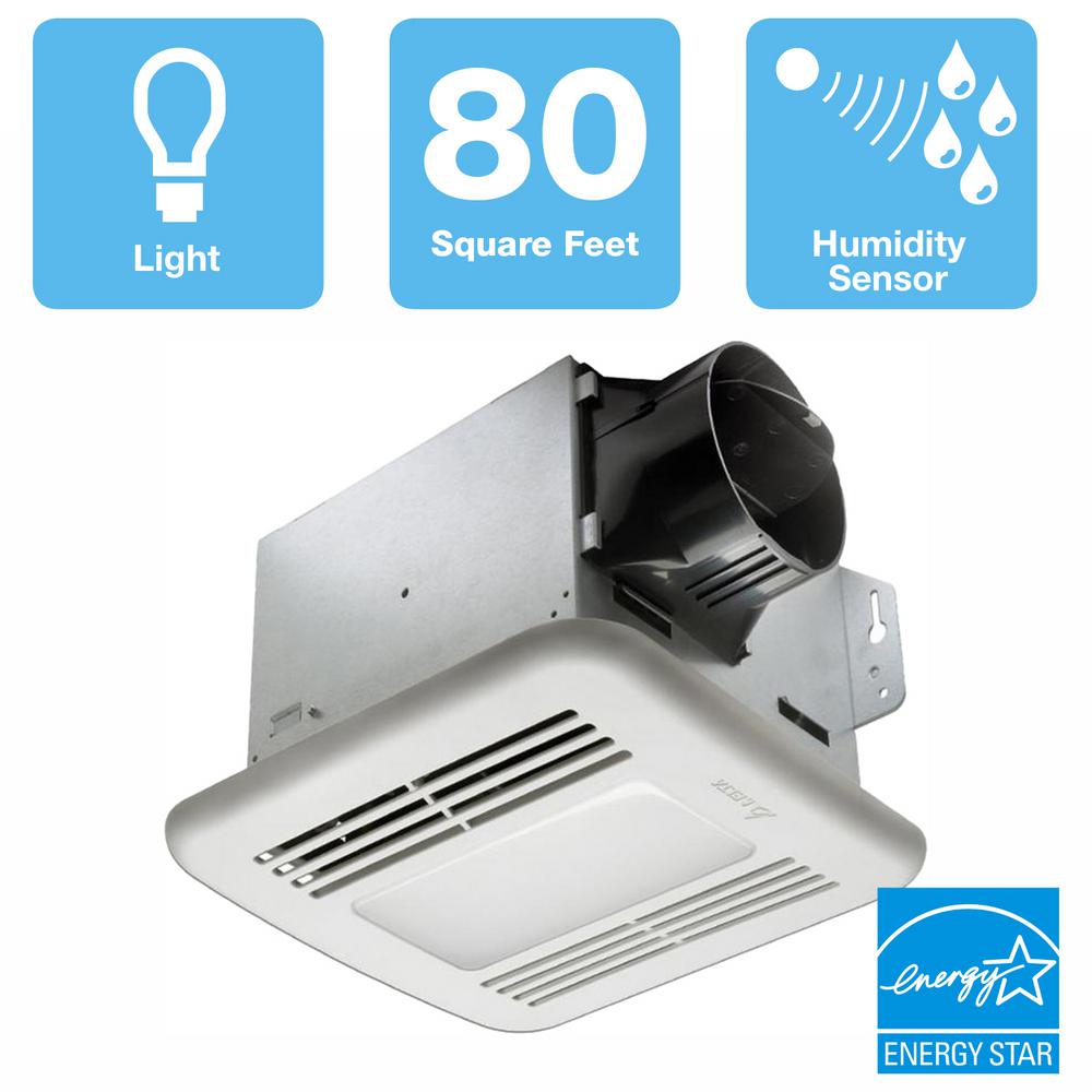 GreenBuilder Series 80 CFM Ceiling Bathroom Exhaust Fan with LED Light and Humidity Sensor, ENERGY STAR