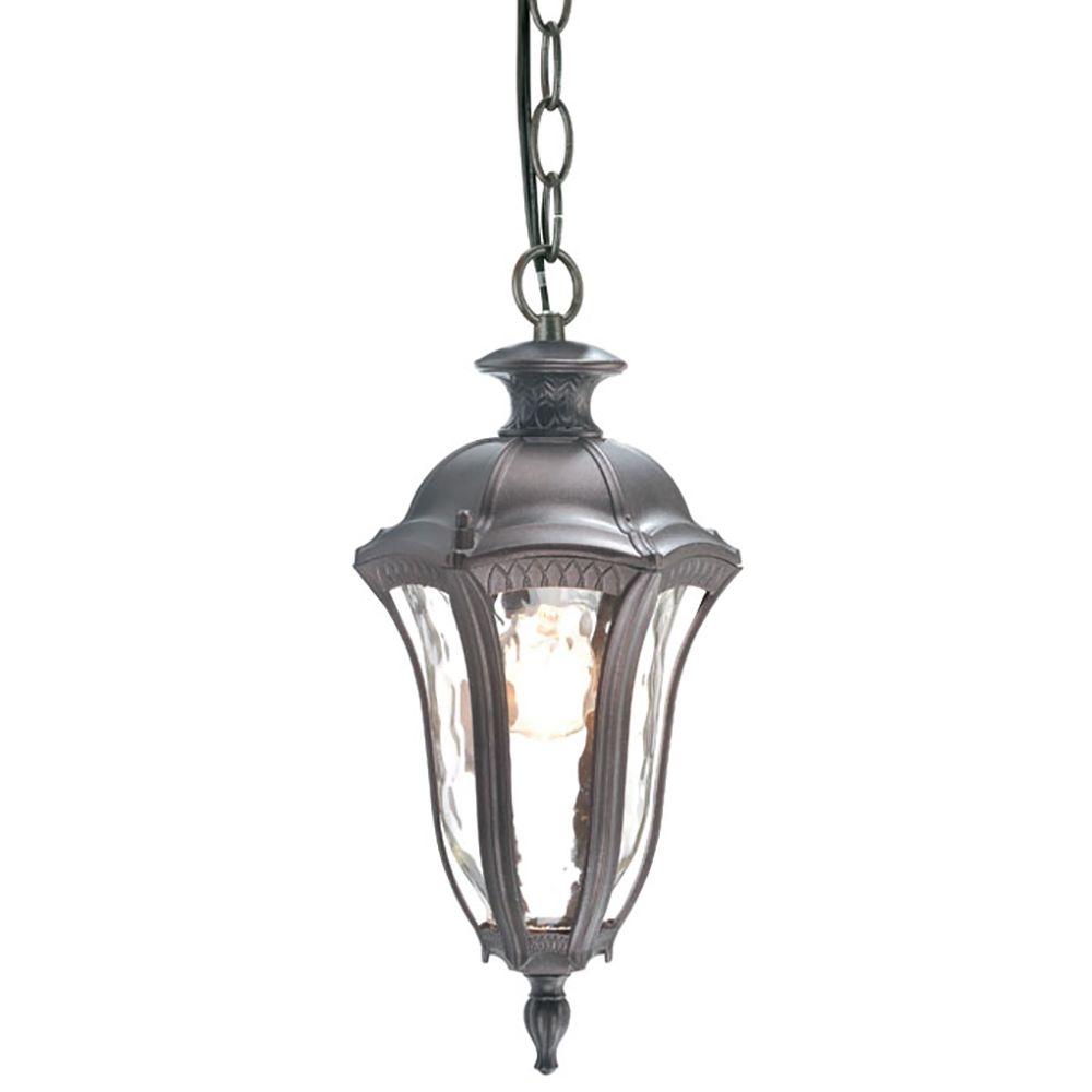 For A Period Of 1 Year Outdoor Lighting The Home Depot Sutton Collection 1 Light Antique Brown Outdoor Hanging Lantern